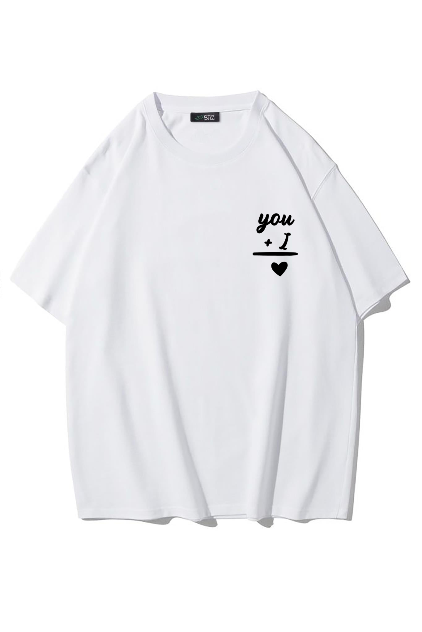 BRZ Collection Unisex Oversize You + I T-shirt (BEYAZ)