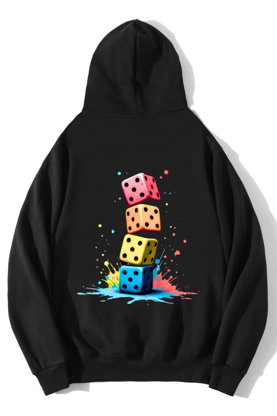 BRZ Collection Unisex Oversize Zar Baskılı Hoodie Siyah