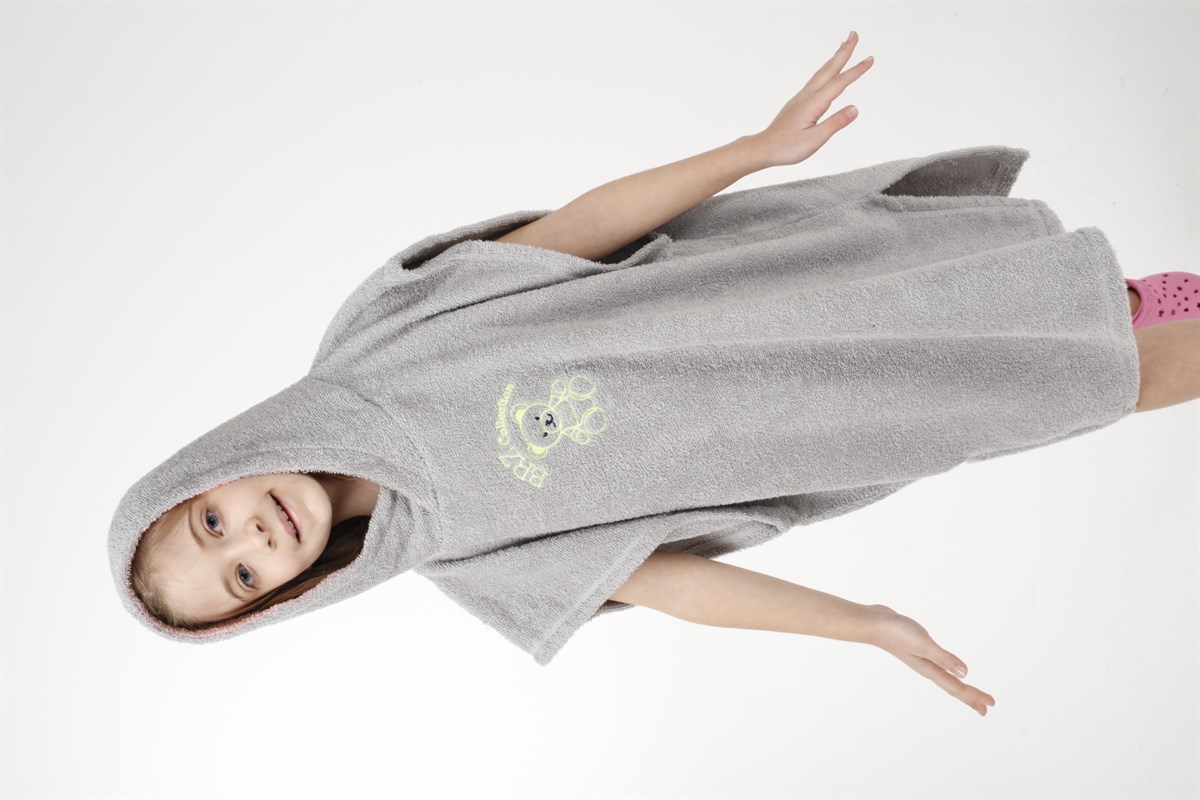 BRZ Kids 2-6 Yaş Unisex Ayıcık Nakışlı Çocuk Bornoz