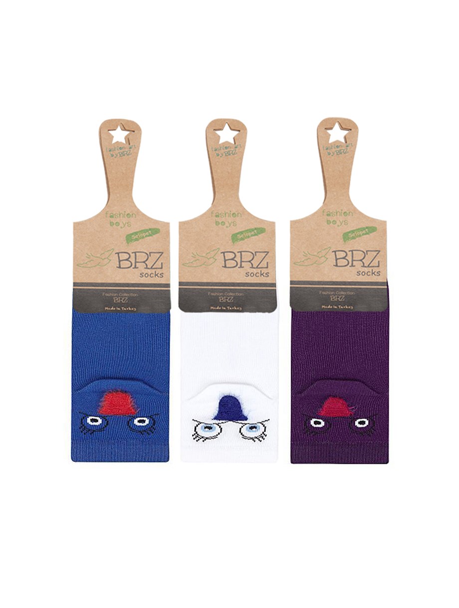 BRZ Kids 3D Renklli Kuş Desenli Erkek Çocuk Çorabı 3lü Set