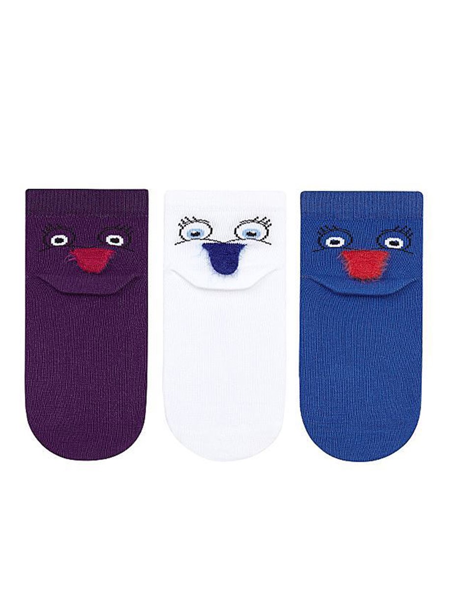 BRZ Kids 3D Renklli Kuş Desenli Erkek Çocuk Çorabı 3lü Set
