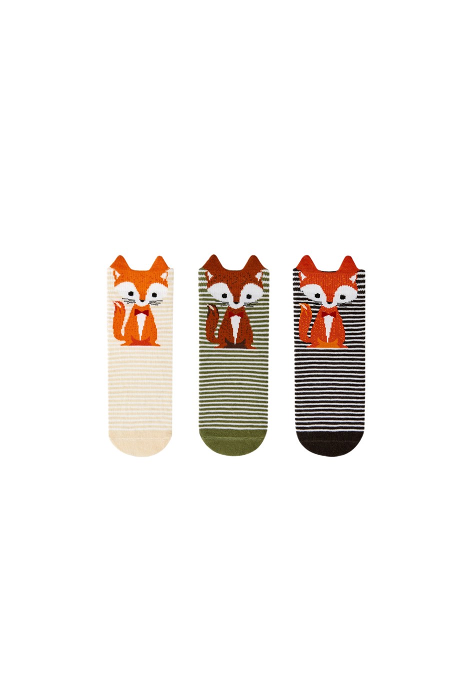 BRZ Kids 3D Tilki Desenli Kız Çocuk Çorabı 3lü Set