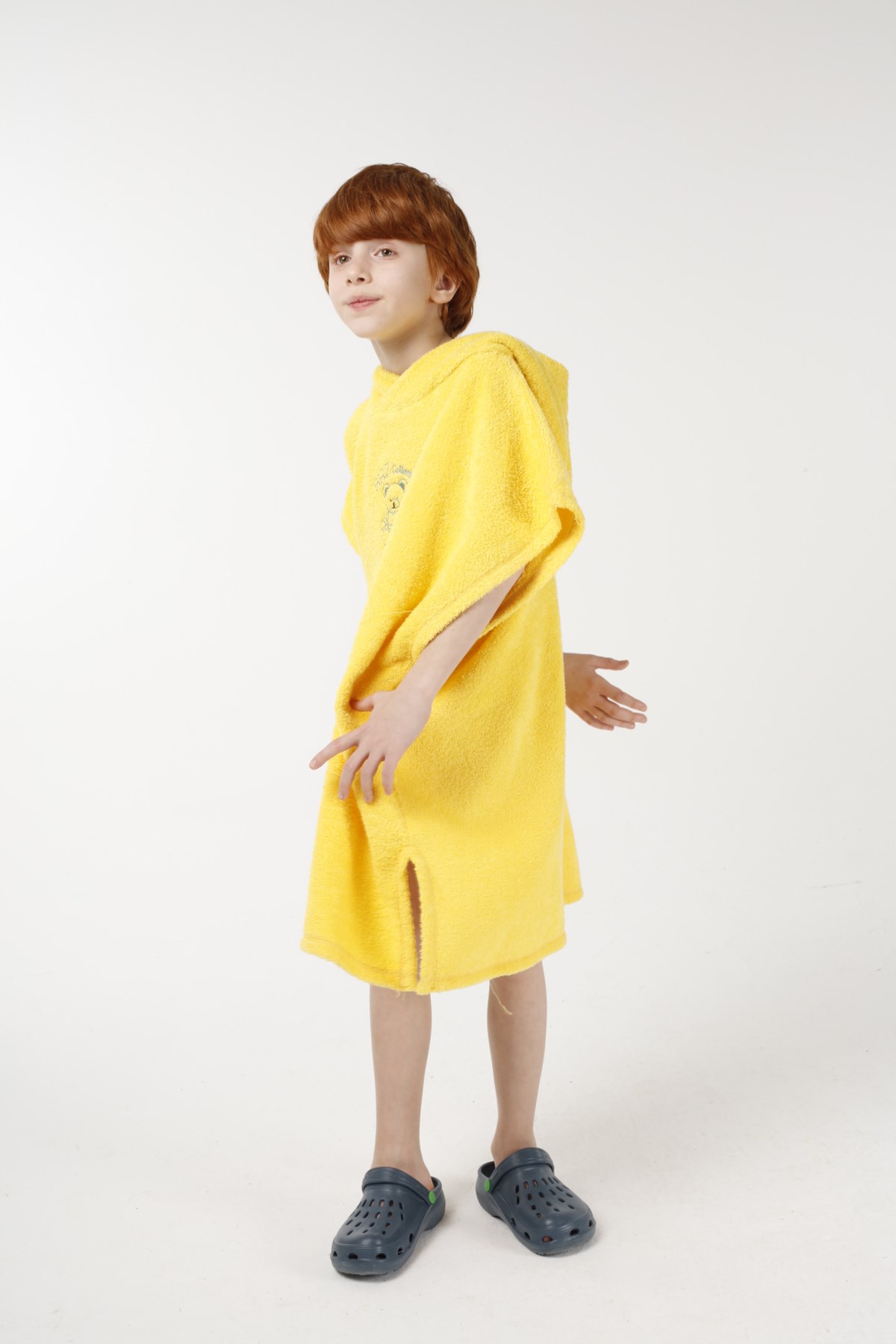 BRZ Kids 8-16 Yaş Unisex Ayıcık Nakışlı Çocuk Bornoz