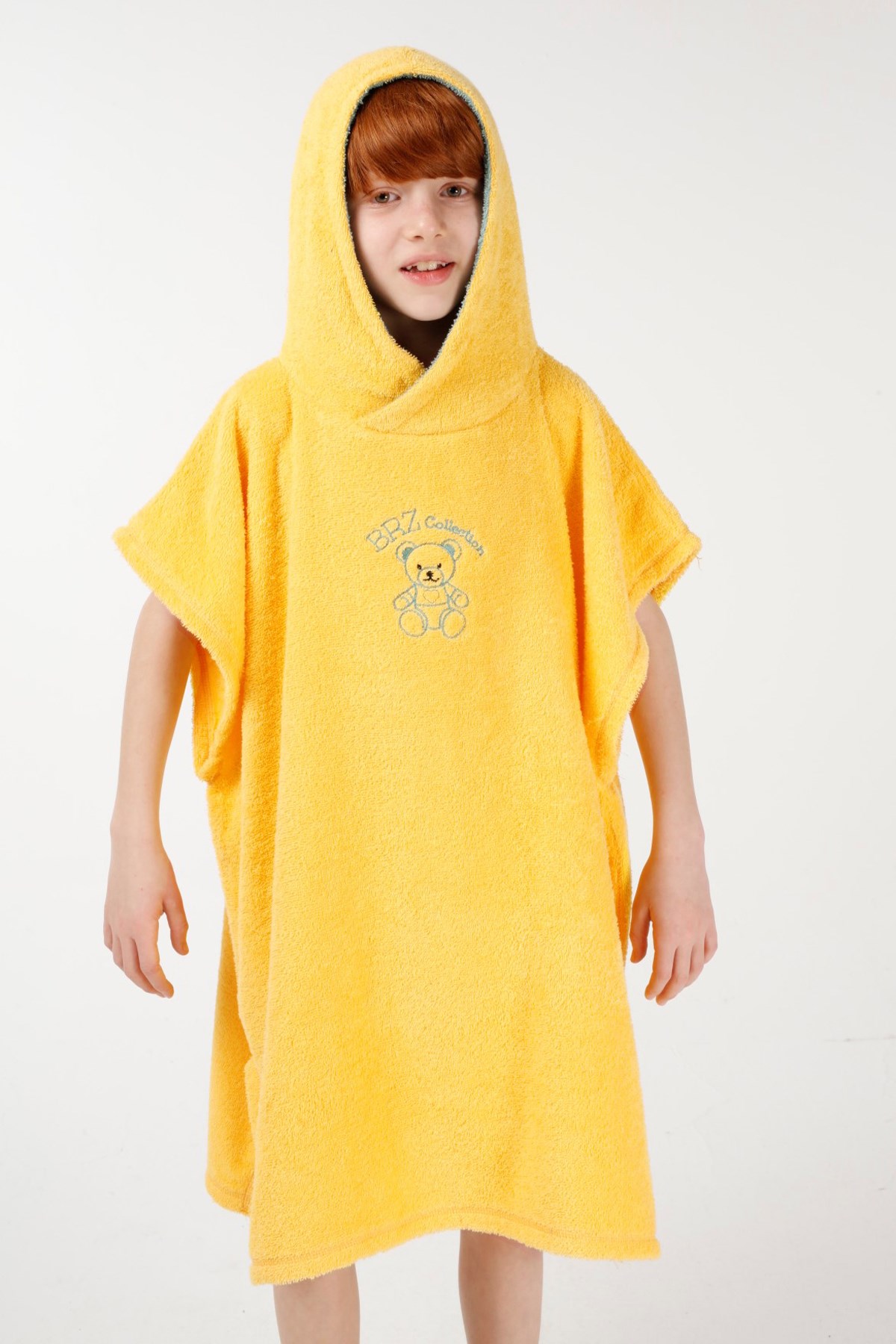 BRZ Kids 8-16 Yaş Unisex Ayıcık Nakışlı Çocuk Bornoz