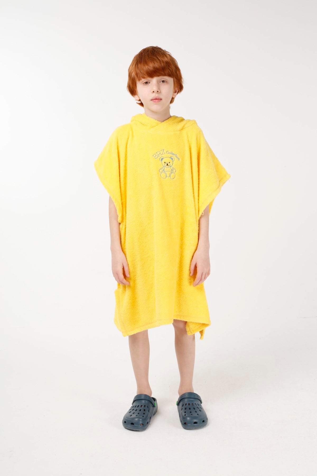 BRZ Kids 8-16 Yaş Unisex Ayıcık Nakışlı Çocuk Bornoz