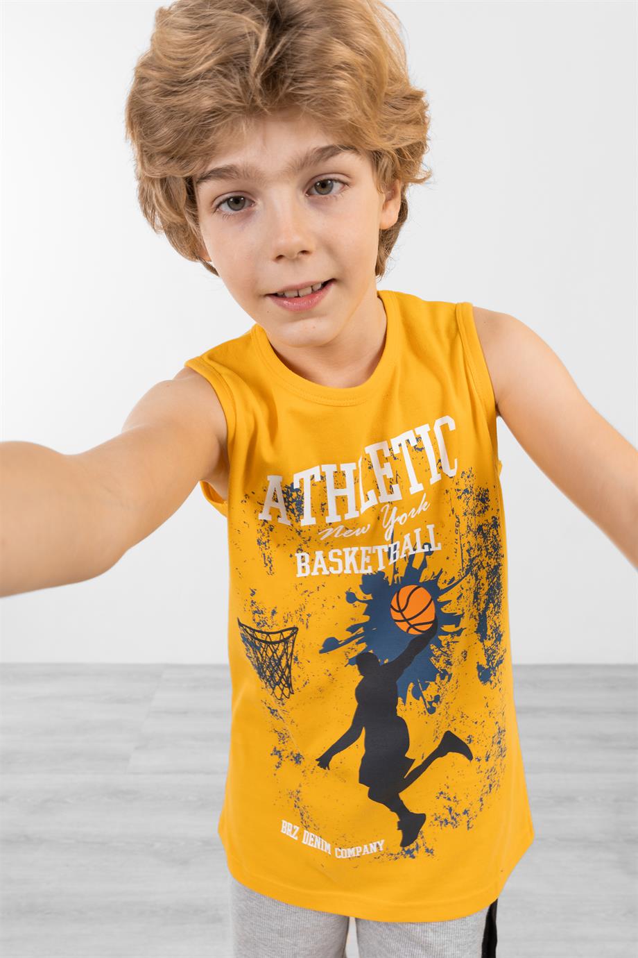 BRZ Kids Basketbol Baskılı Erkek Çocuk Sıfır Kol T-shirt