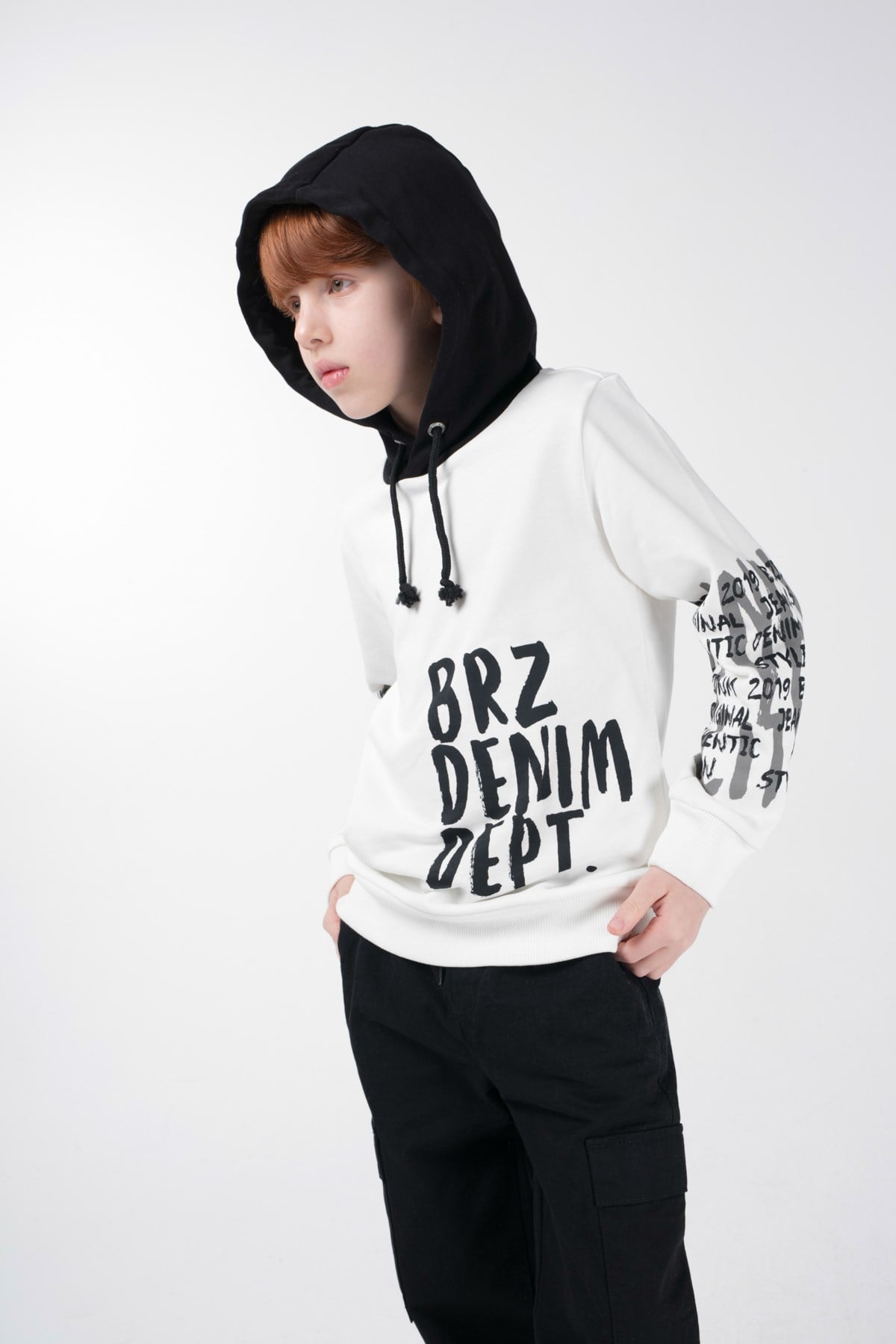 BRZ Kids Baskılı Erkek Çocuk Kapüşonlu Sweatshirt Hoodie