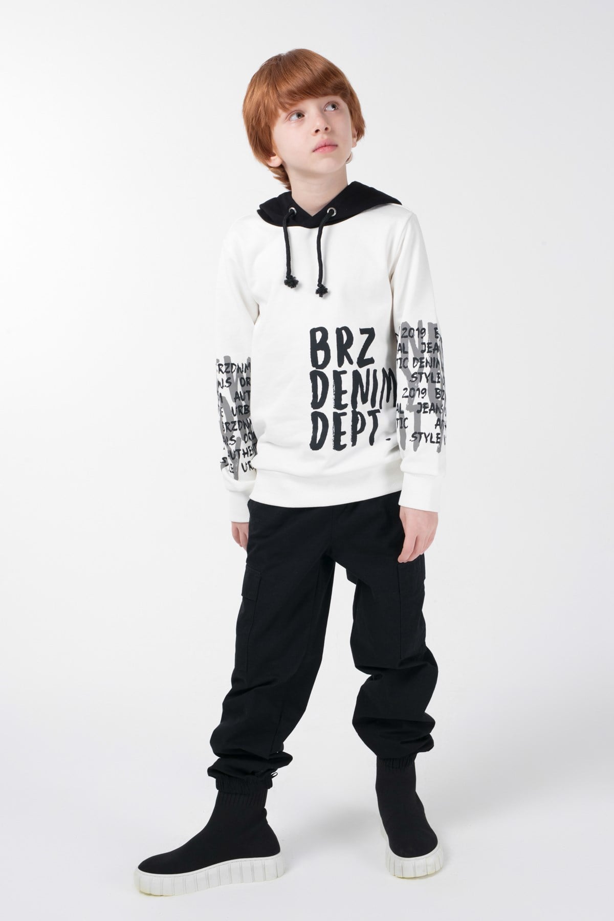 BRZ Kids Baskılı Erkek Çocuk Kapüşonlu Sweatshirt Hoodie