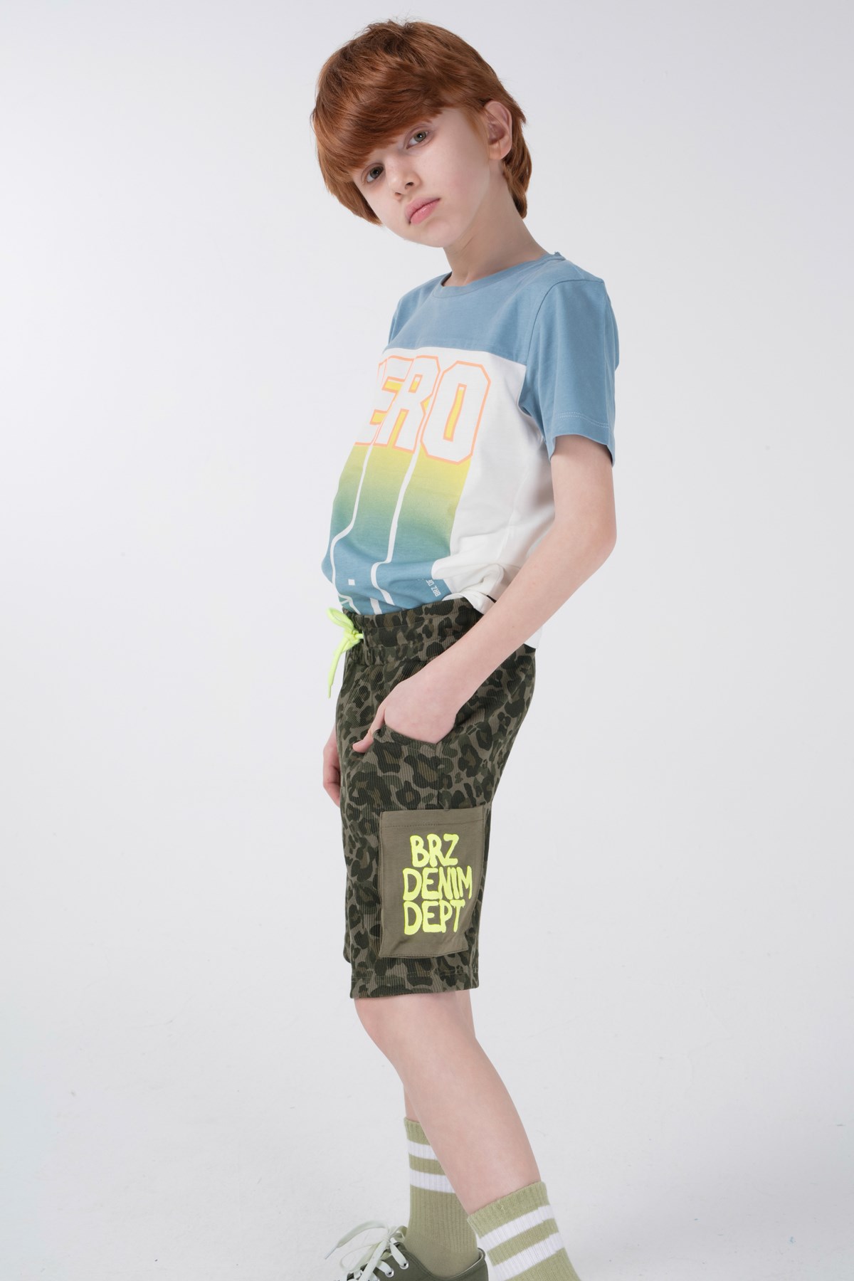 BRZ Kids Baskılı Erkek Çocuk Kaşkorse Şort
