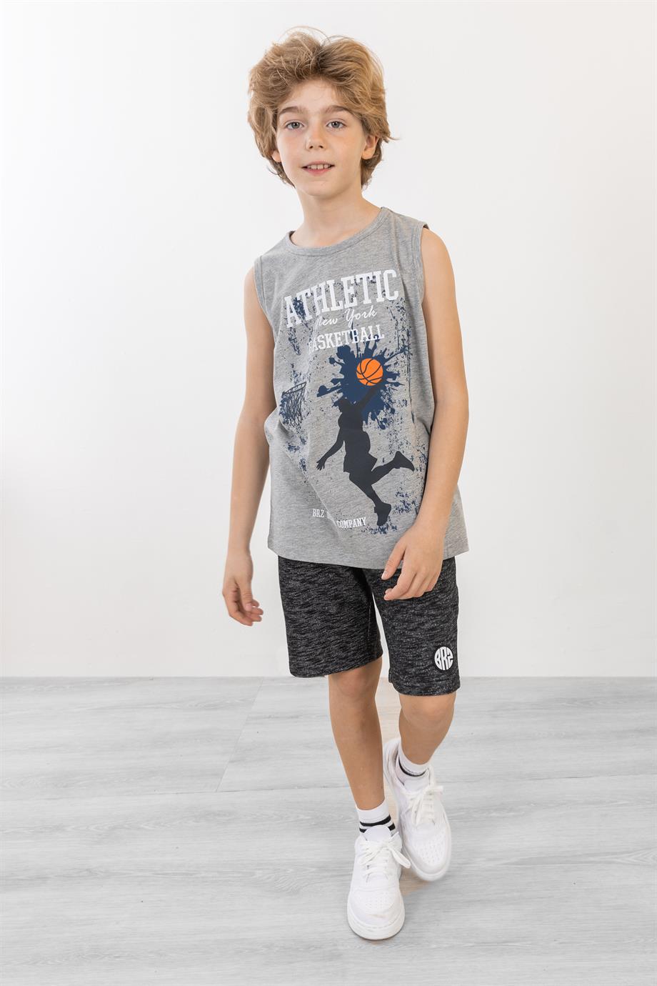 BRZ Kids Basketbol Baskılı Erkek Çocuk Sıfır Kol T-shirt