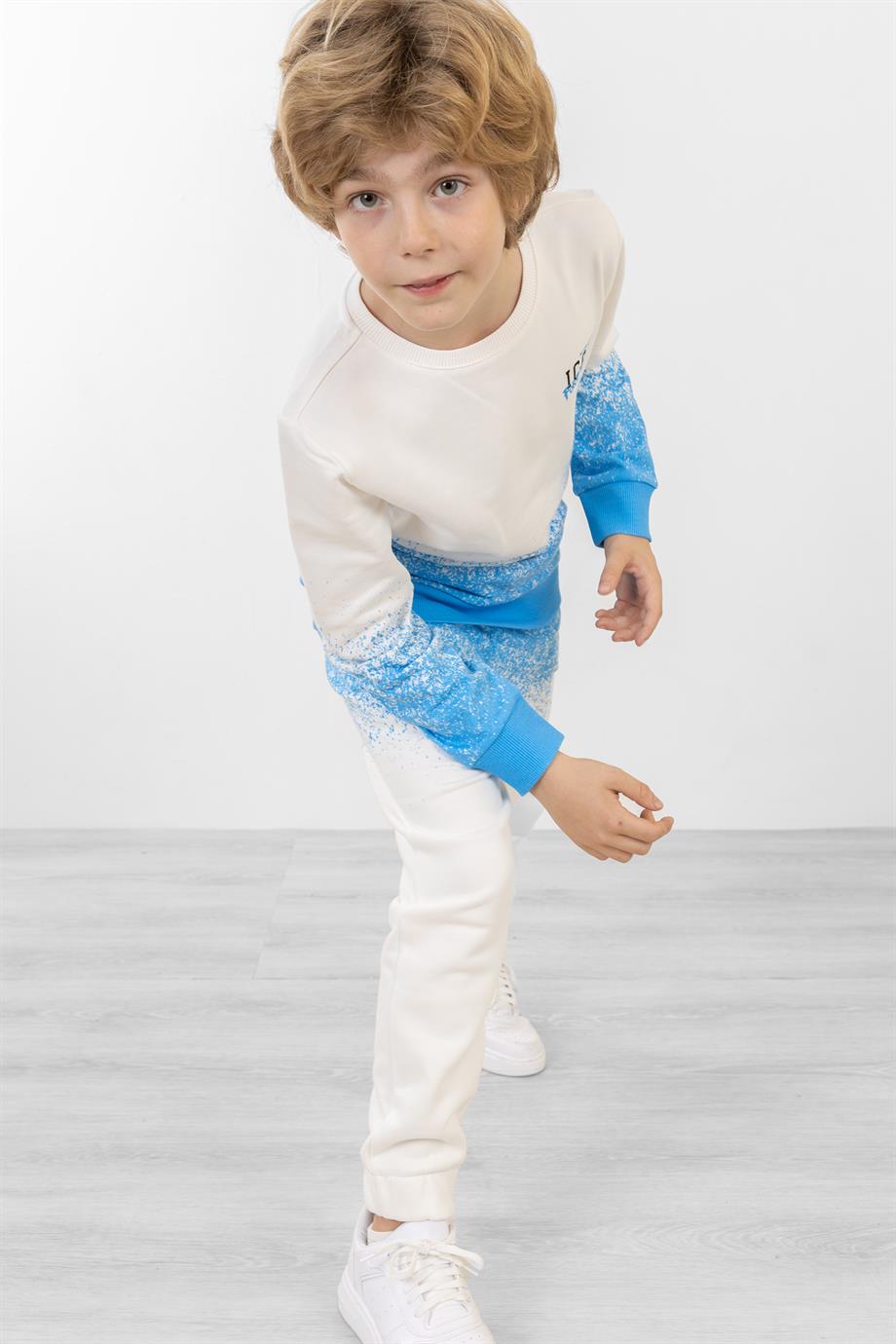 BRZ Kids Baskılı Erkek Çocuk Sweatshirt Pantolon Takım