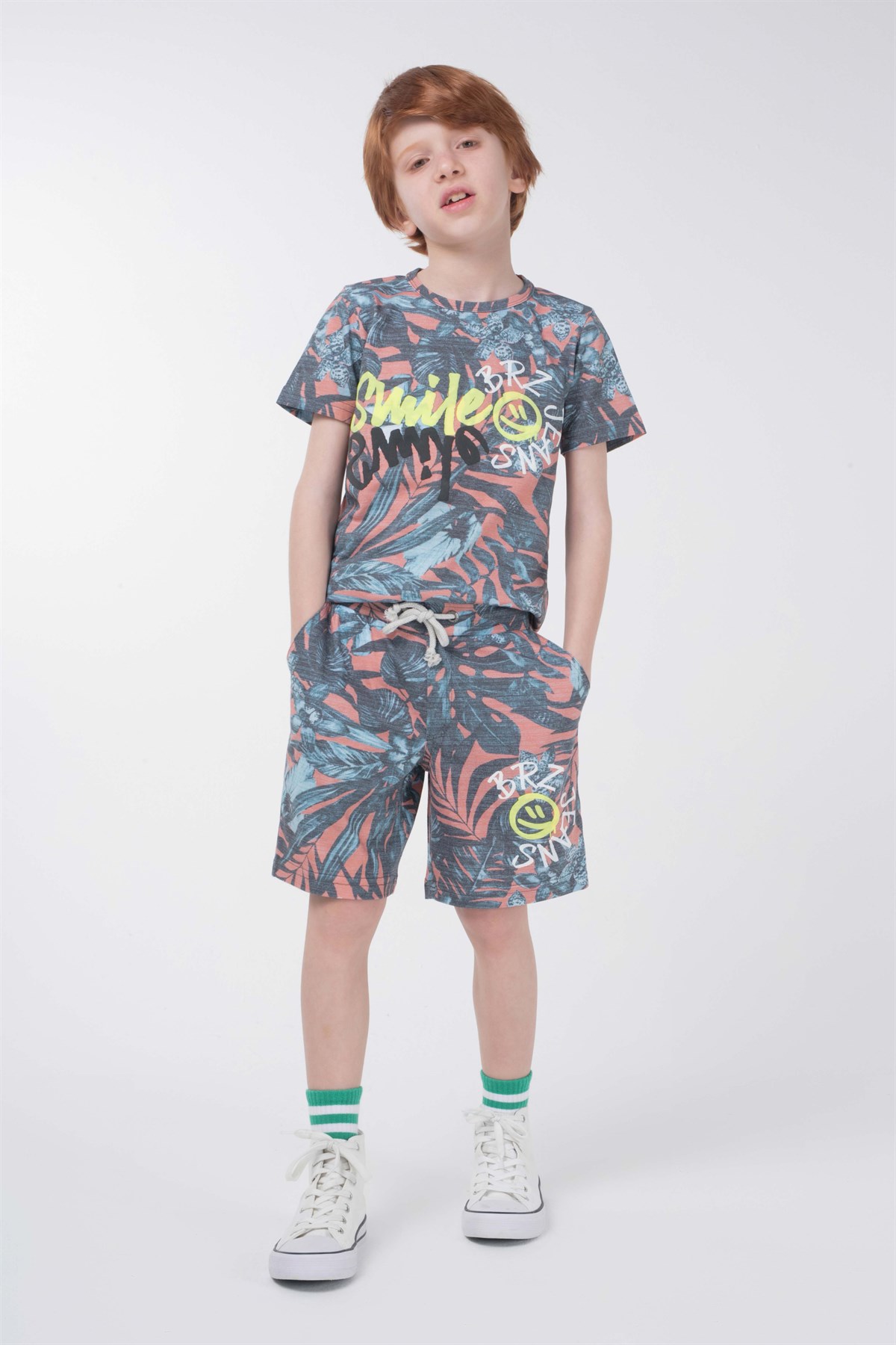 BRZ Kids Baskılı Erkek Çocuk T-shirt Şort Takım