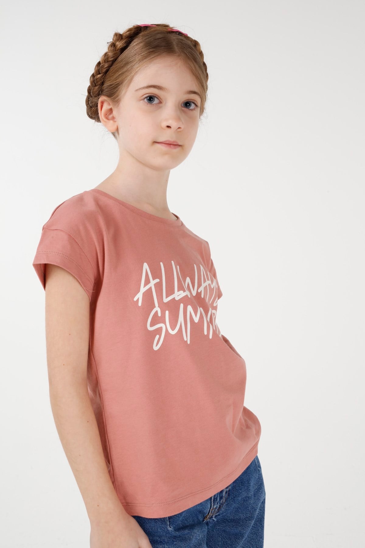 BRZ Kids Baskılı Kız Çocuk Kısa Kollu T-shirt