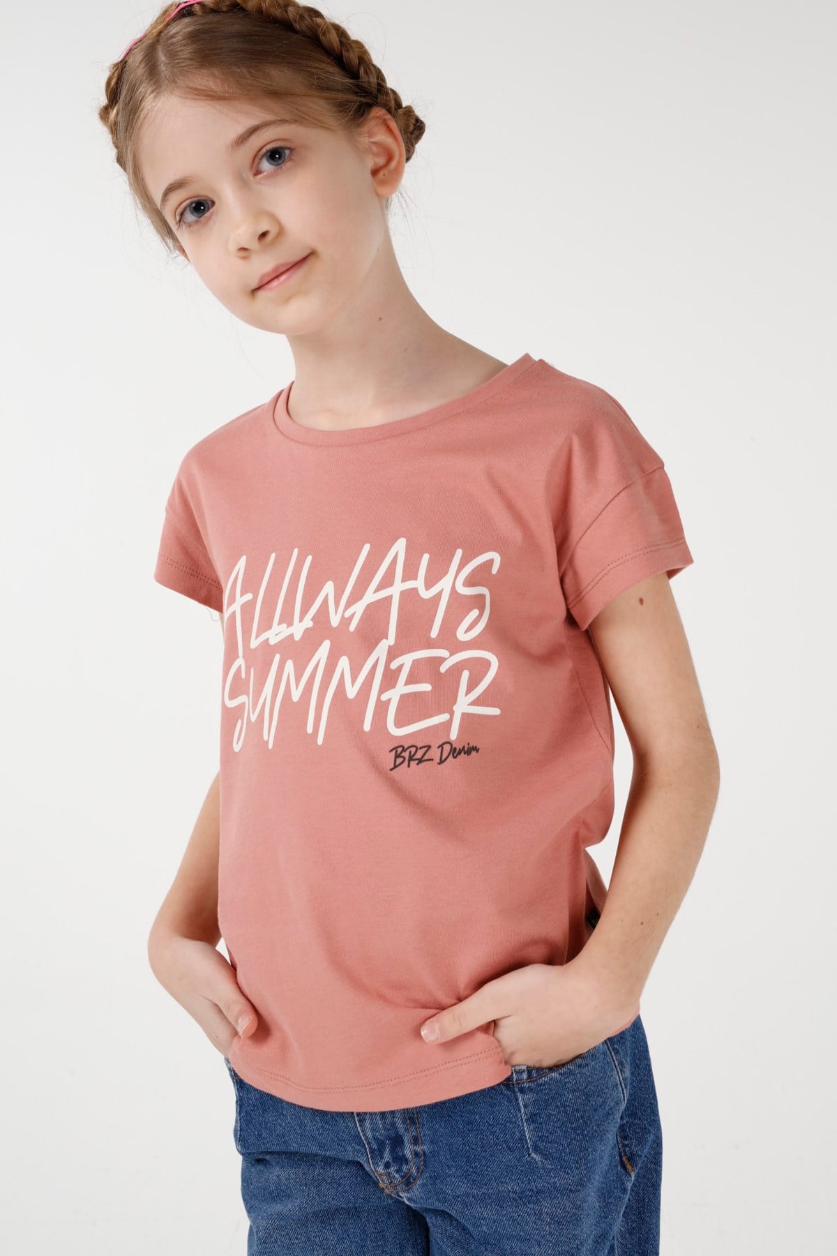 BRZ Kids Baskılı Kız Çocuk Kısa Kollu T-shirt