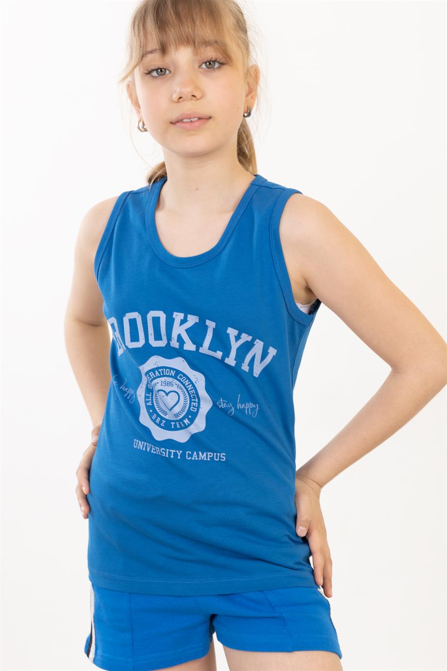 BRZ Kids Baskılı Kız Çocuk Sıfır Kol T-shirt