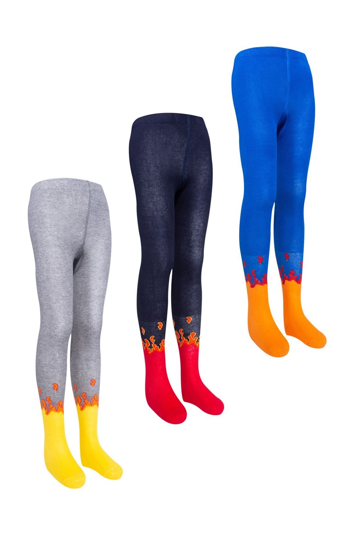 BRZ Kids Bileği Alev Desenli Kız Çocuk Külotlu Çorap 3lü Set