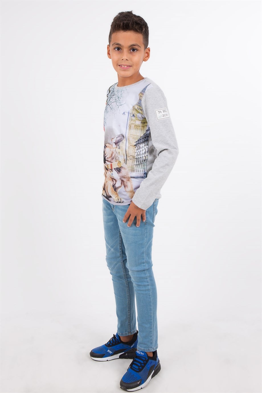 BRZ Kids Bıyık Efektli 5 Cepli Klasik Erkek Çocuk Kot Pantolon 5-10 Yaş
