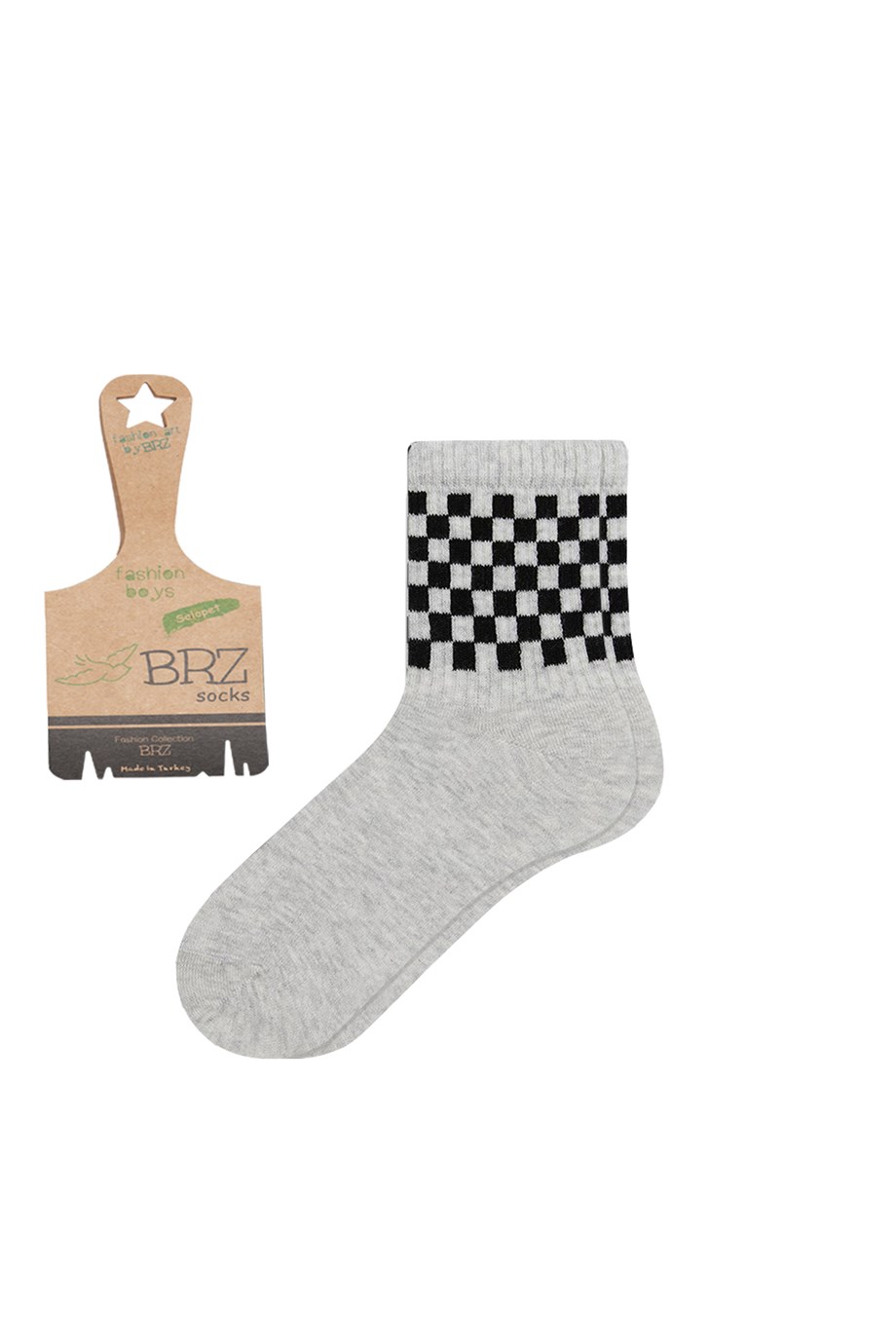 BRZ Kids Dama Desenli Erkek Çocuk Çorabı 3lü set