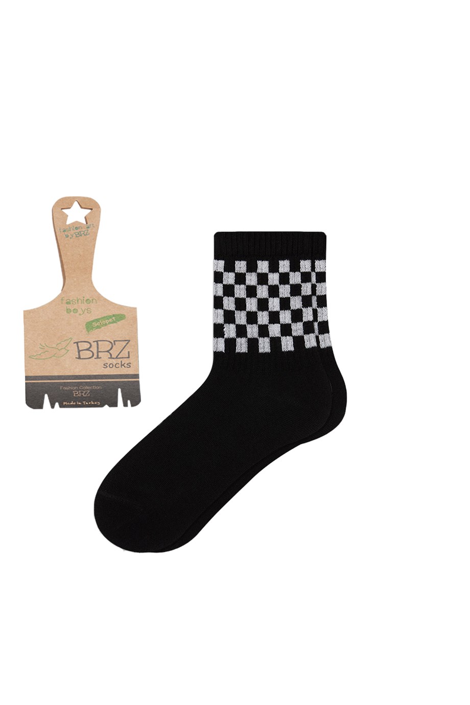 BRZ Kids Dama Desenli Erkek Çocuk Çorabı 3lü set