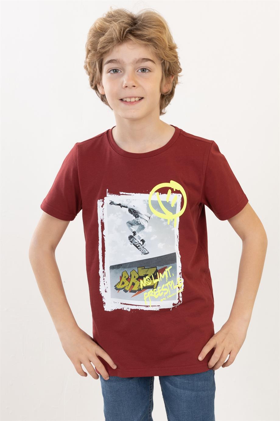 BRZ Kids Erkek Çocuk Baskılı Kısa Kollu T-shirt