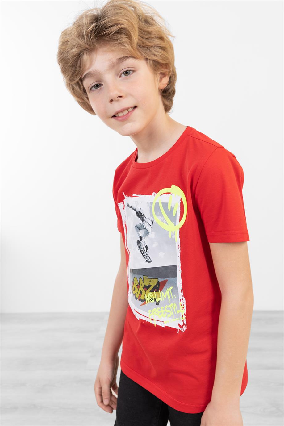 BRZ Kids Erkek Çocuk Baskılı Kısa Kollu T-shirt