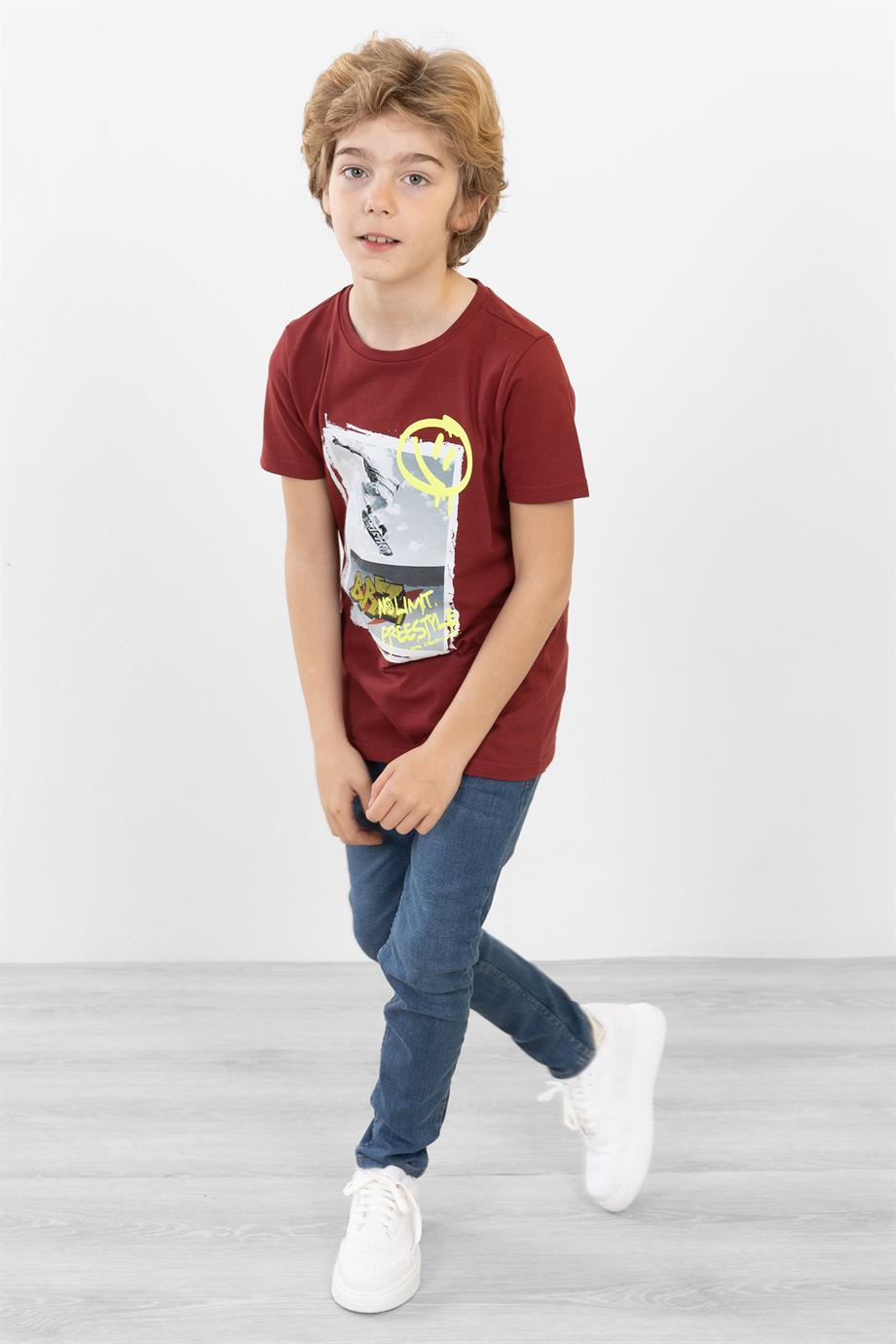 BRZ Kids Erkek Çocuk Baskılı Kısa Kollu T-shirt