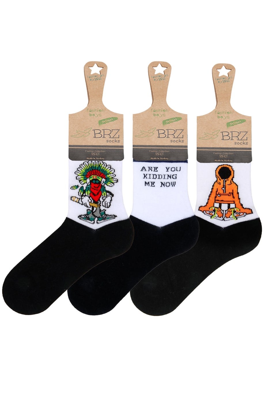 BRZ Kids Hayalet Desenli Erkek Çocuk Çorabı 3lü Set