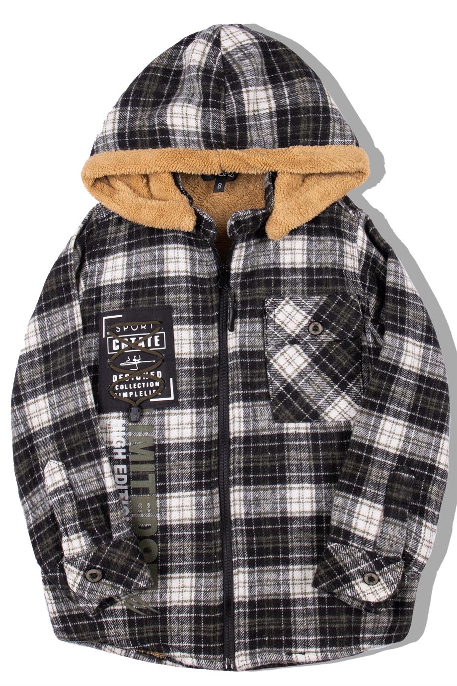 BRZ Kids İçi Polar Astarlı Çıkarılabilir Kapüşonlu Ekose Çocuk Mont