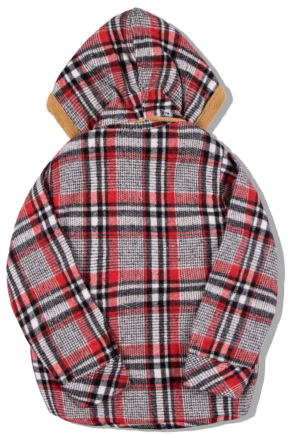 BRZ Kids İçi Polar Astarlı Çıkarılabilir Kapüşonlu Ekose Çocuk Mont