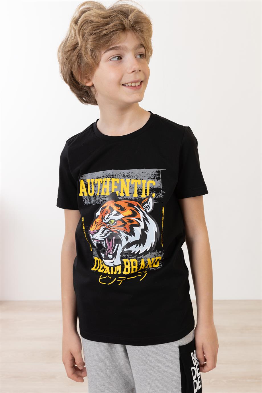BRZ Kids Kaplan Baskılı Erkek Çocuk Kısa Kollu T-shirt
