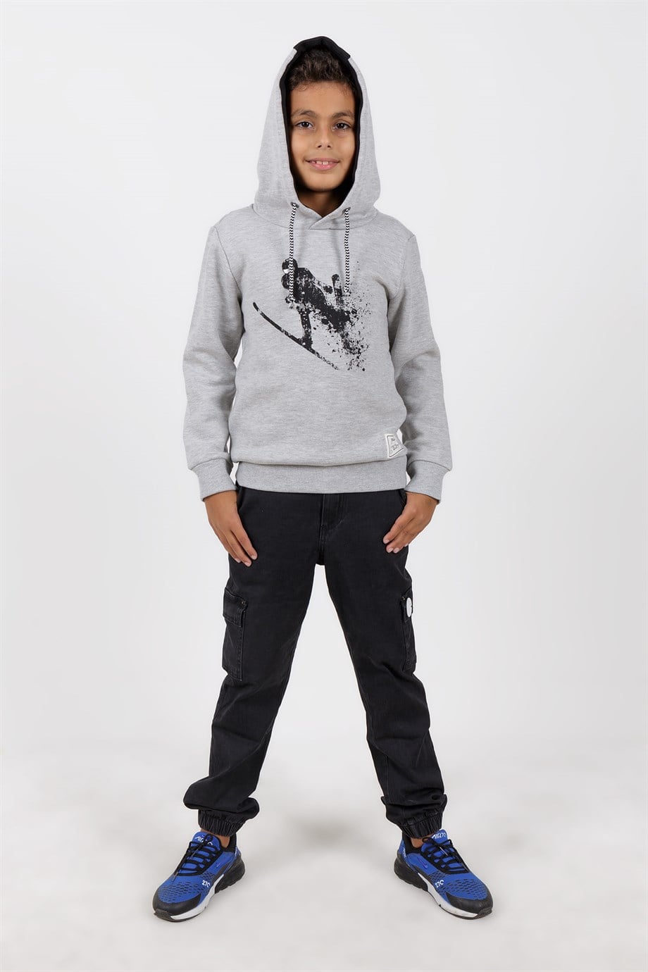 BRZ Kids Kayakçı Baskılı Kapüşonlu Sweatshirt Erkek Çocuk