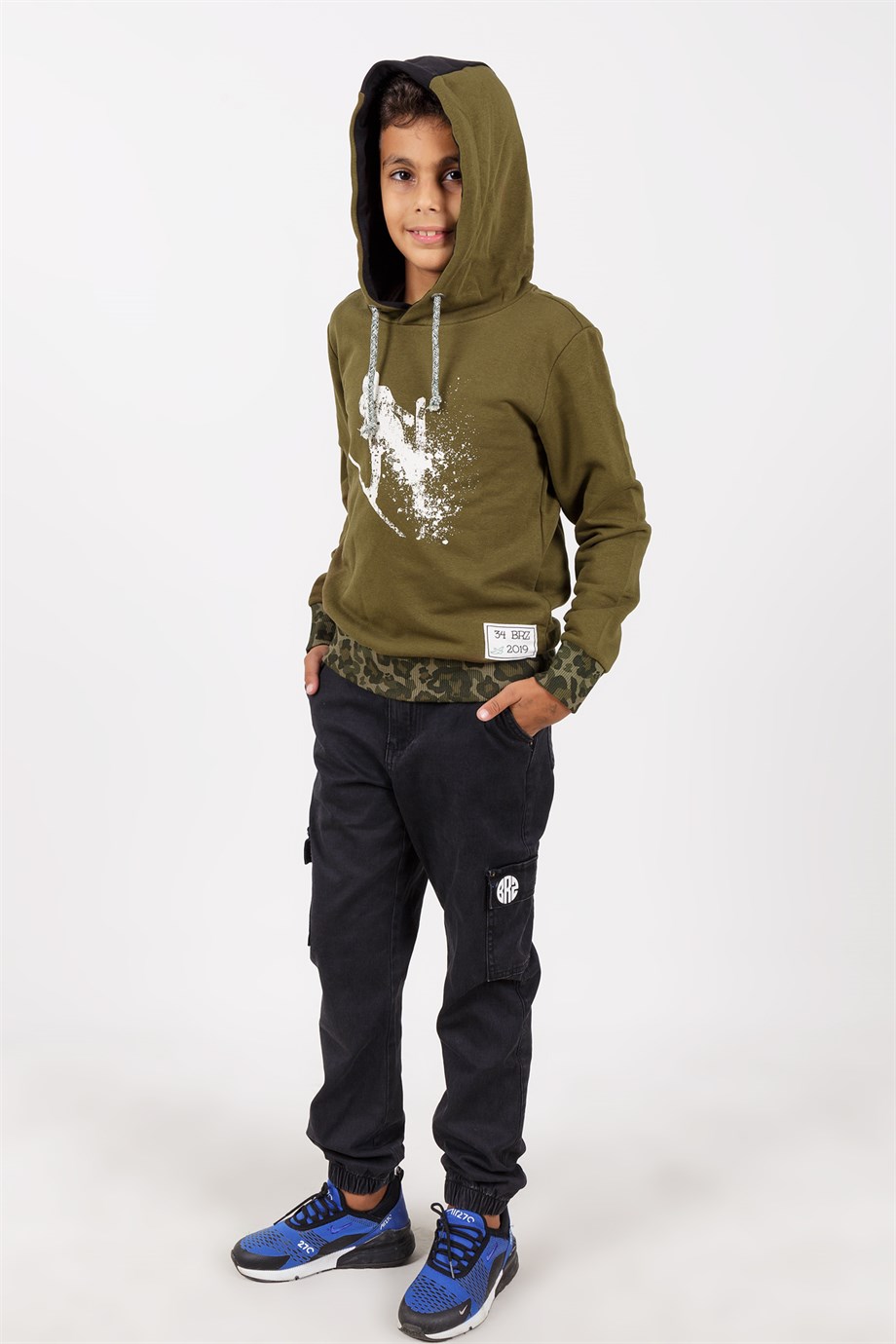 BRZ Kids Kayakçı Baskılı Kapüşonlu Sweatshirt Erkek Çocuk