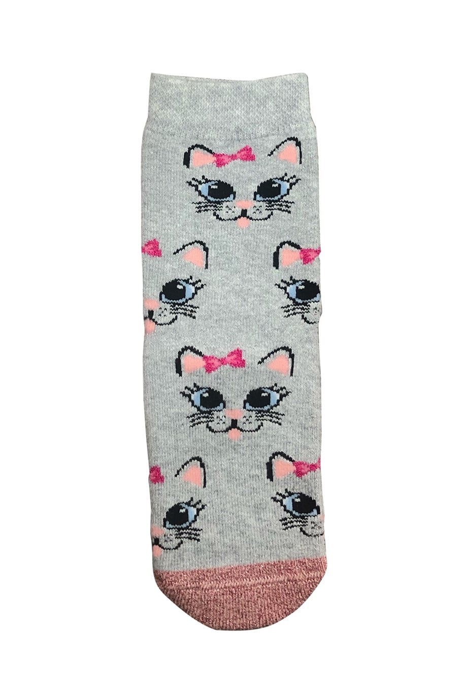 Brz Kids Kedi Desenli Simli Kız Çocuk Havlu Çorabı 3lü Set