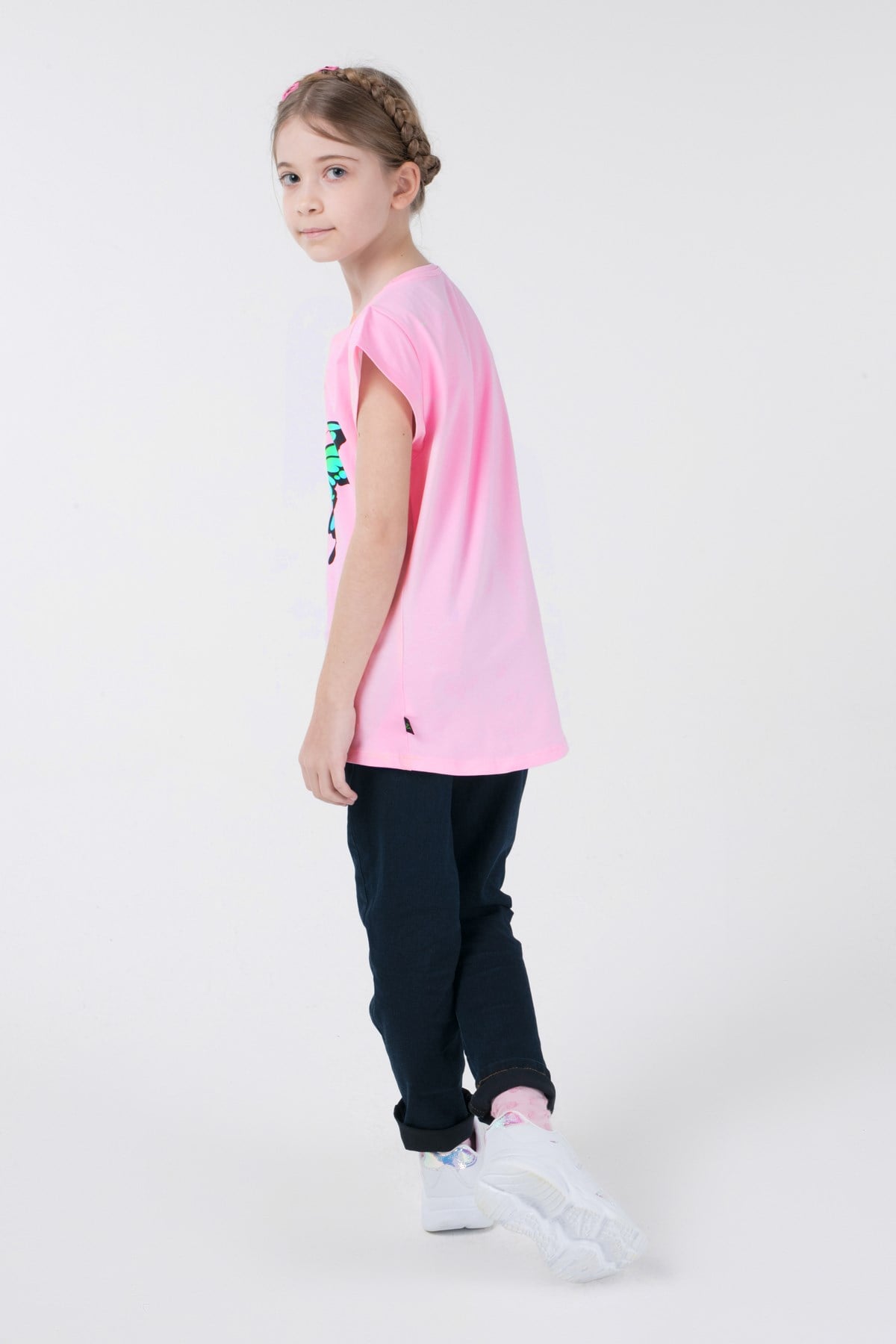 BRZ Kids Kelebek Baskılı Kız Çocuk Kısa Kollu T-shirt