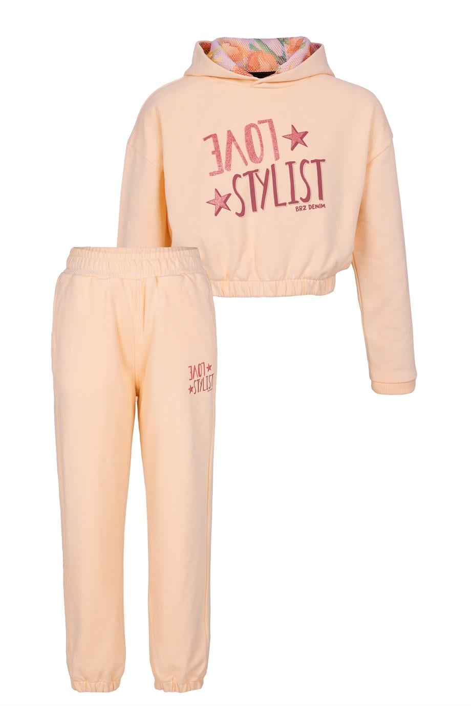 BRZ Kids Kız Çocuk Crop Sweatshirt Pantolon Takım
