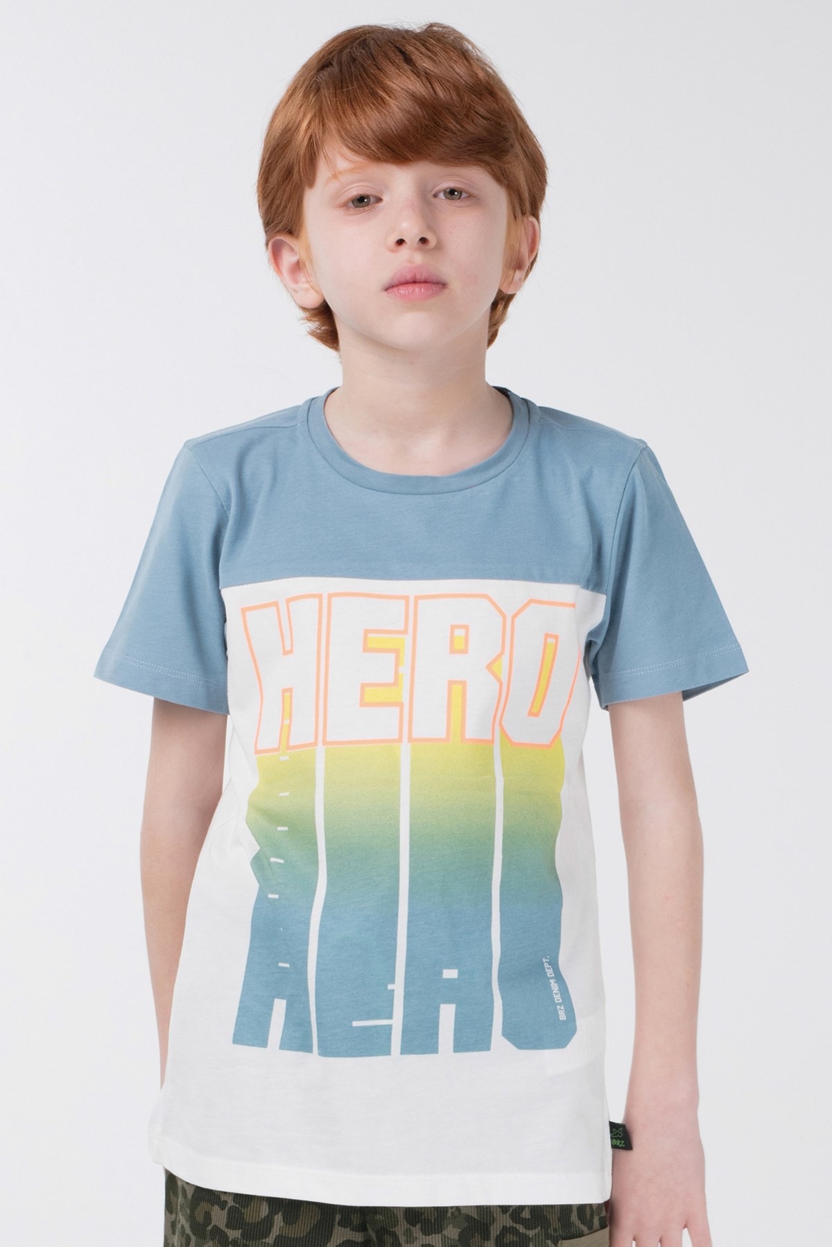 BRZ Kids Kontrast Renkli Baskılı Erkek Çocuk Kısa Kollu T-shirt
