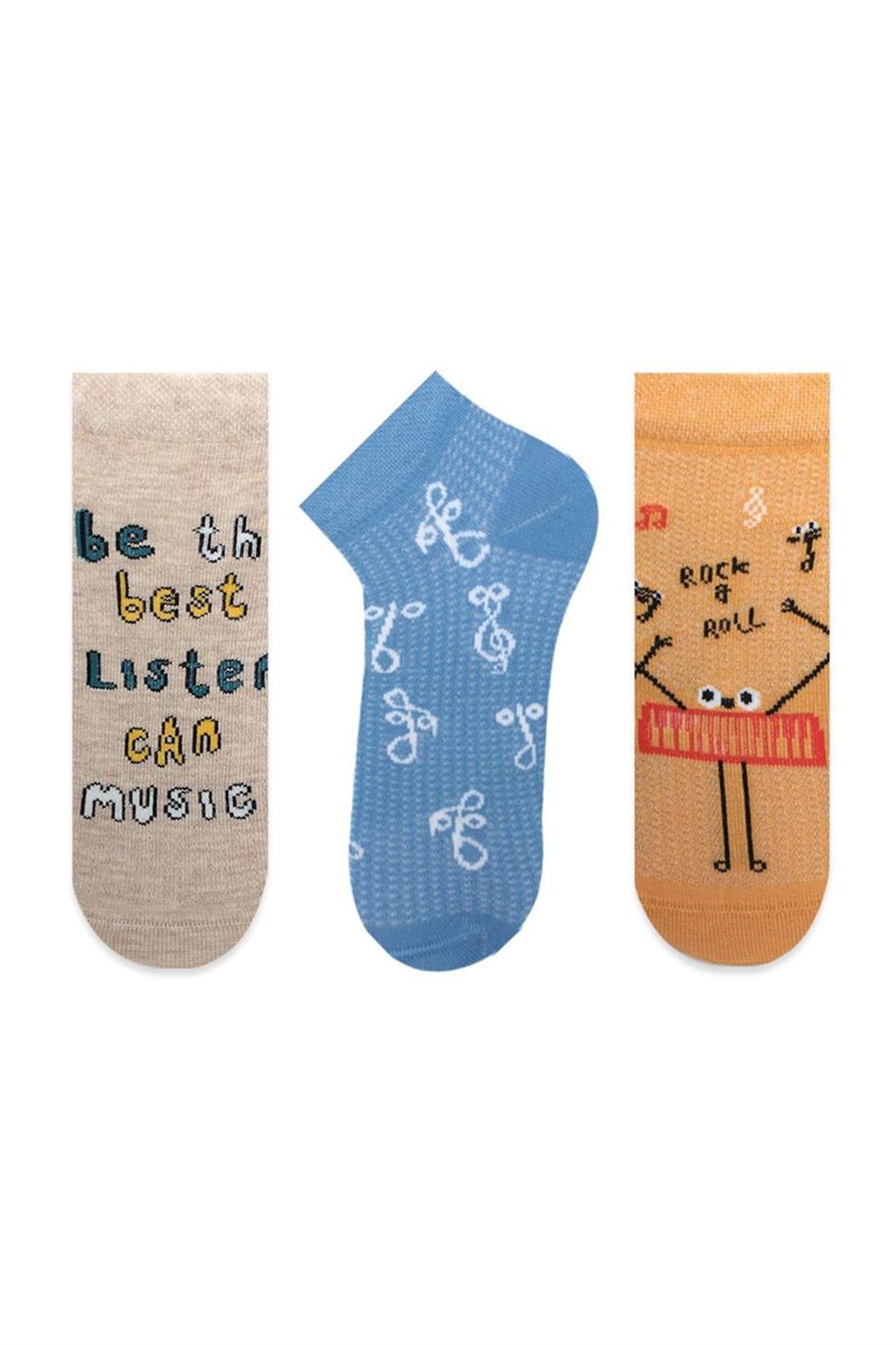 BRZ Kids Müzik Temalı Erkek Çocuk Çorabı 3lü Set