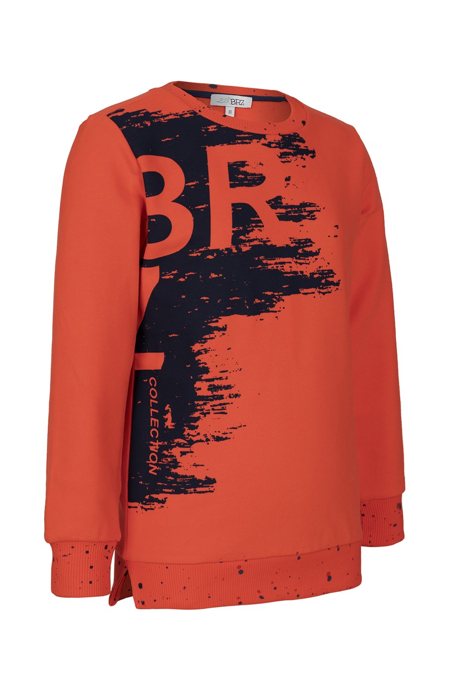 BRZ Kids Neon Baskılı Erkek Çocuk Turuncu Sweatshirt