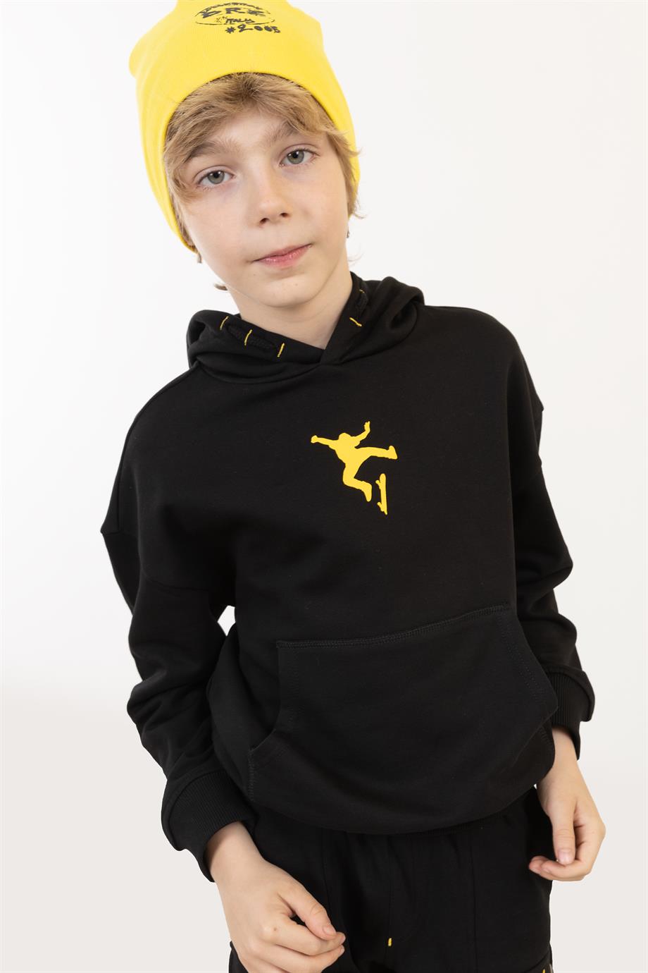 BRZ Kids Oversize Baskılı Erkek Çocuk Kapüşonlu Sweatshirt Hoodie