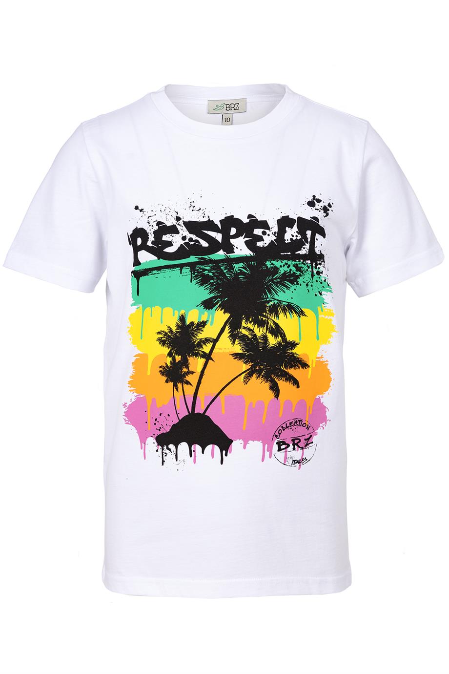 BRZ Kids Palmiye Baskılı Unisex Çocuk Kısa Kollu T-shirt