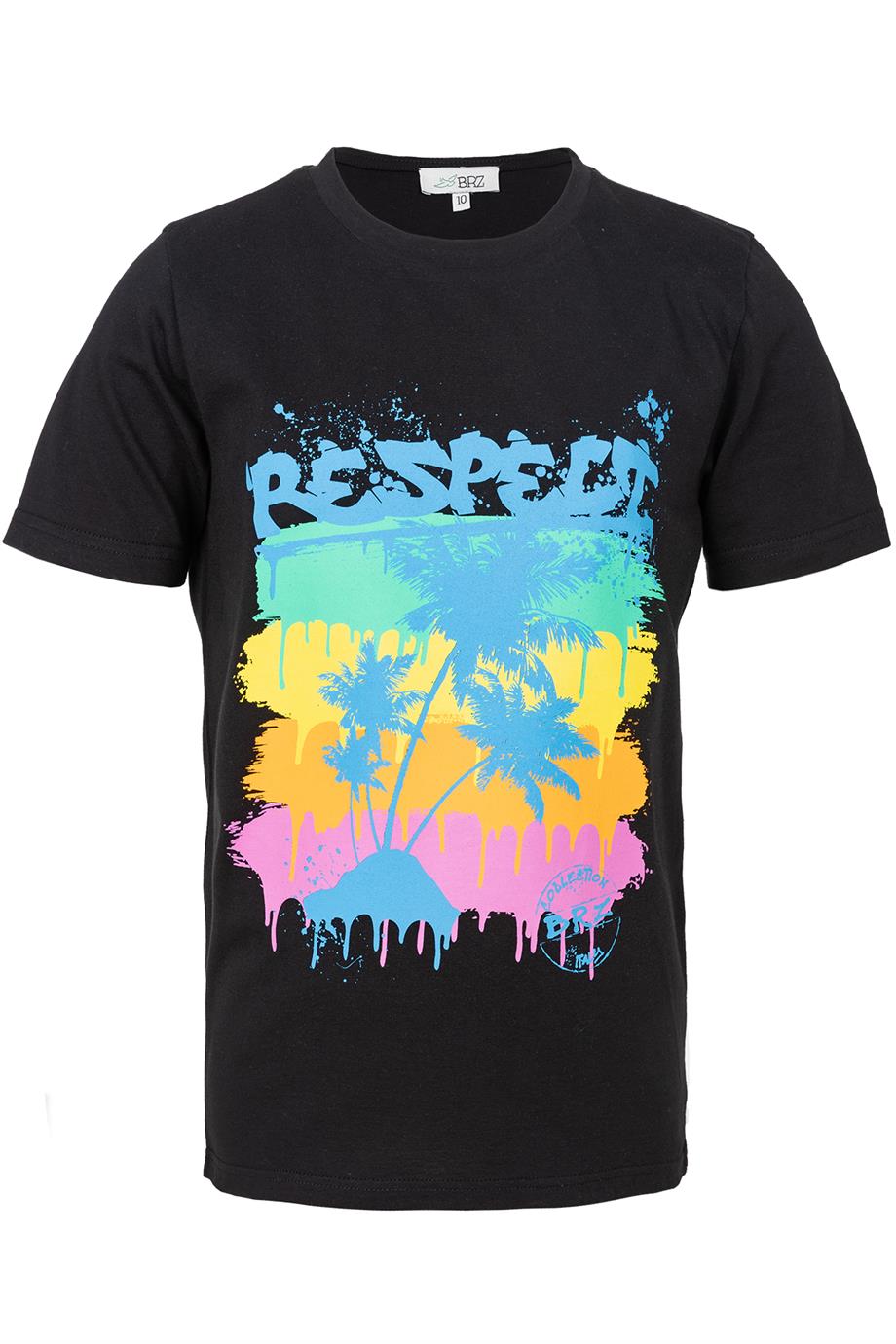 BRZ Kids Palmiye Baskılı Unisex Çocuk Kısa Kollu T-shirt
