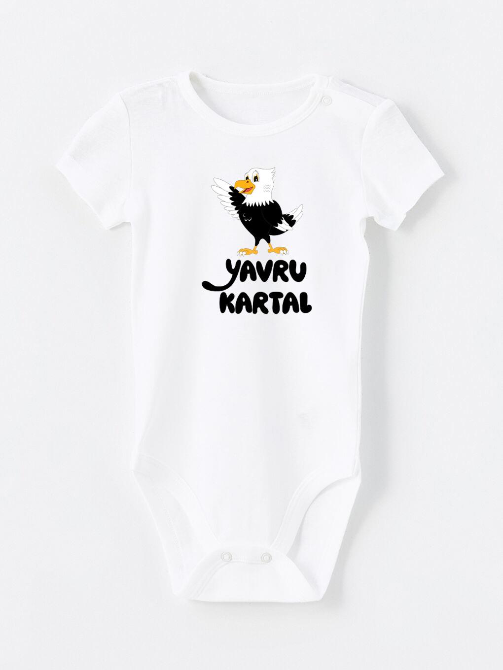 BRZ Kids Pamuklu Yavru Kartal Baskılı Omuz ve Alt Kısmı Çıtçıtlı Body Bebek Zıbın