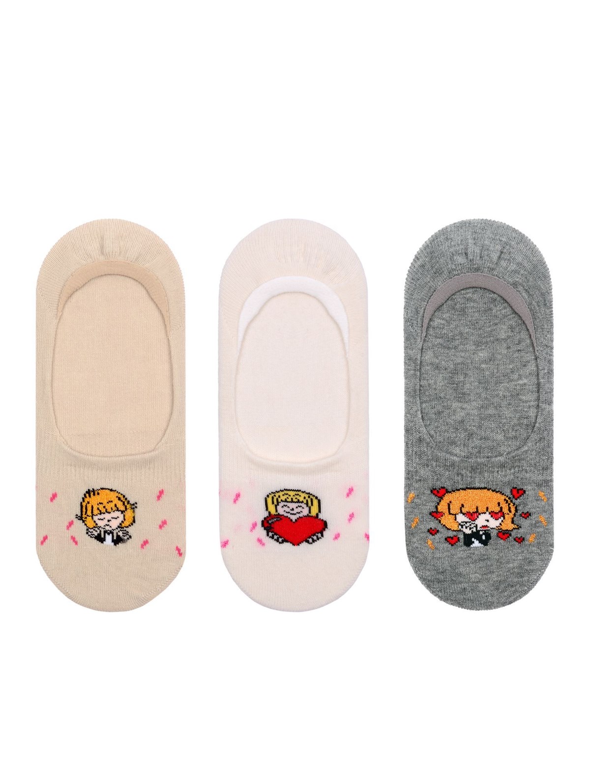BRZ Kids Paun Desenli Kız Çocuk Babet Çorabı 3lü Set