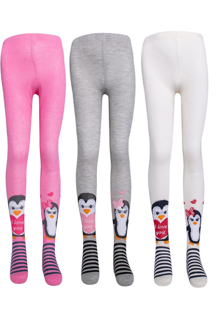 BRZ Kids Penguen Desenli Kız Çocuk Külotlu Çorap 3lü Set