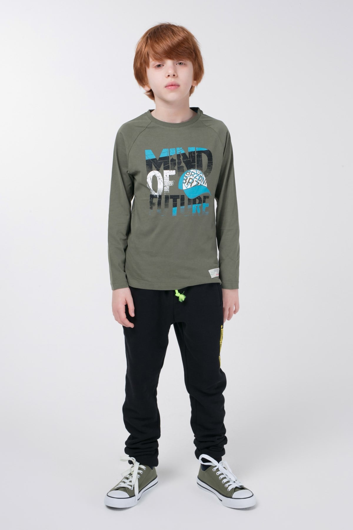 BRZ Kids Reglan Kollu Baskılı Erkek Çocuk Uzun Kollu T-shirt