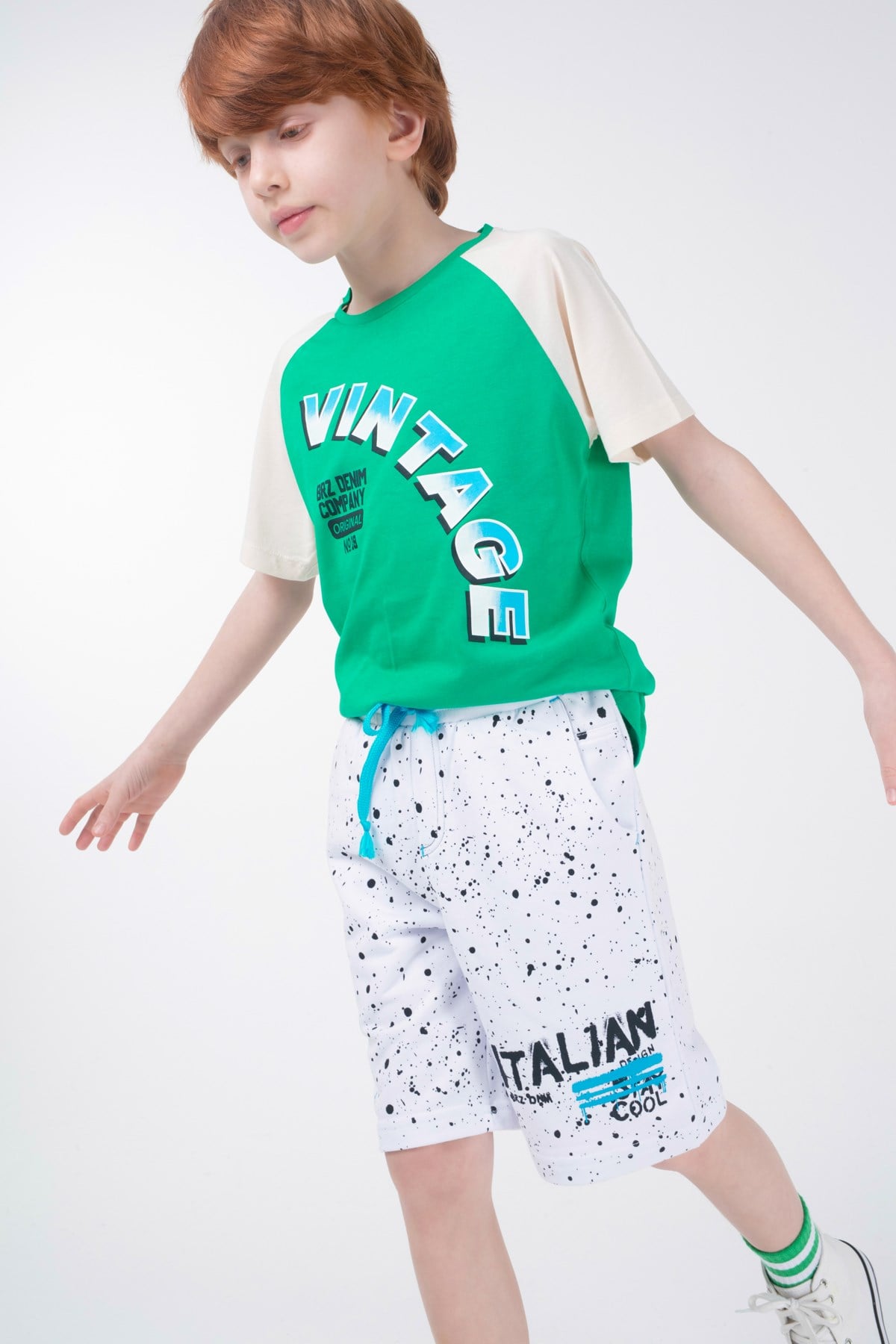 BRZ Kids Reglan Kollu Baskılı Erkek Çocuk Kısa Kollu T-shirt