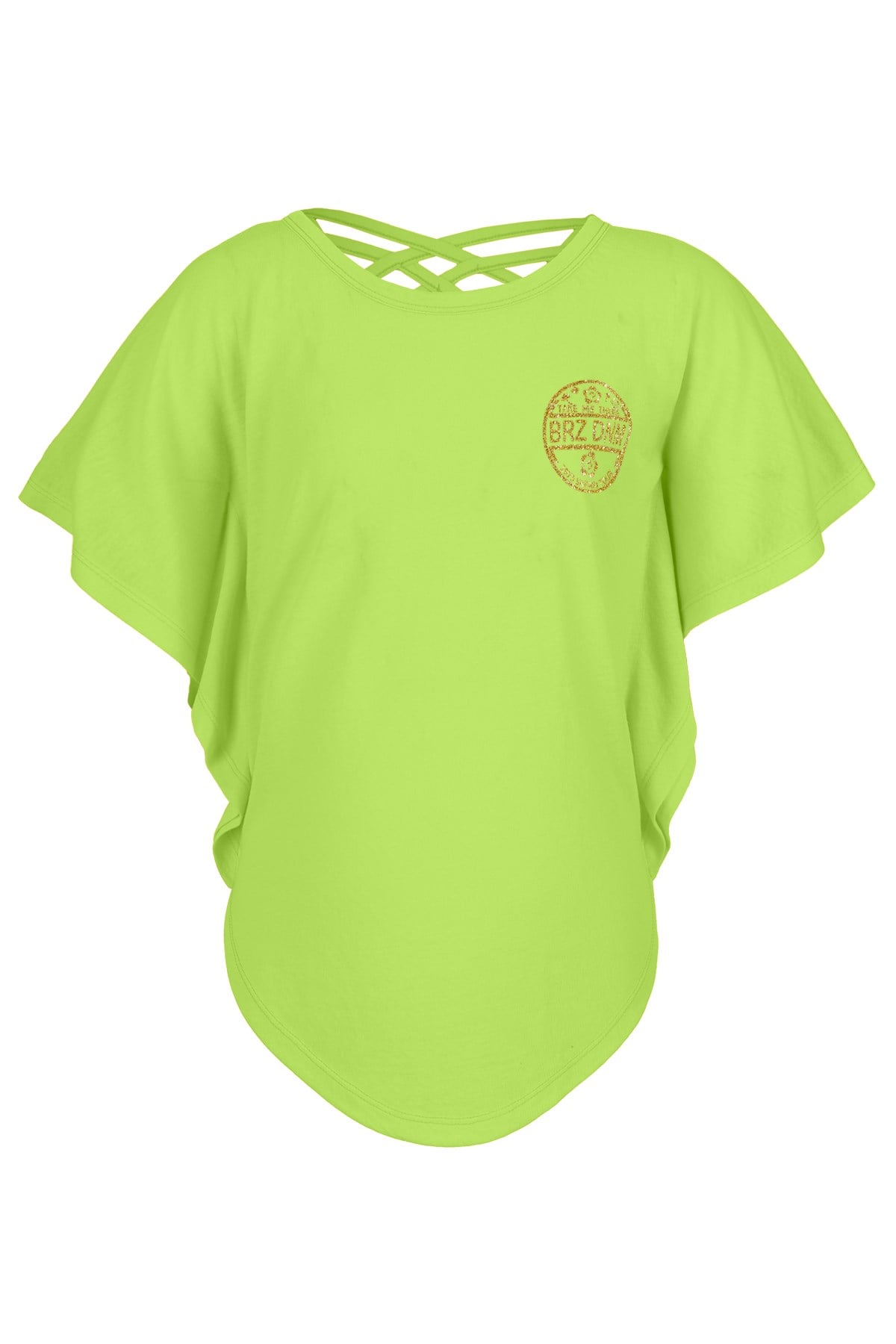 BRZ Kids Sim Baskılı Neon Sarı Kız Çocuk Yarasa Kollu T-shirt.