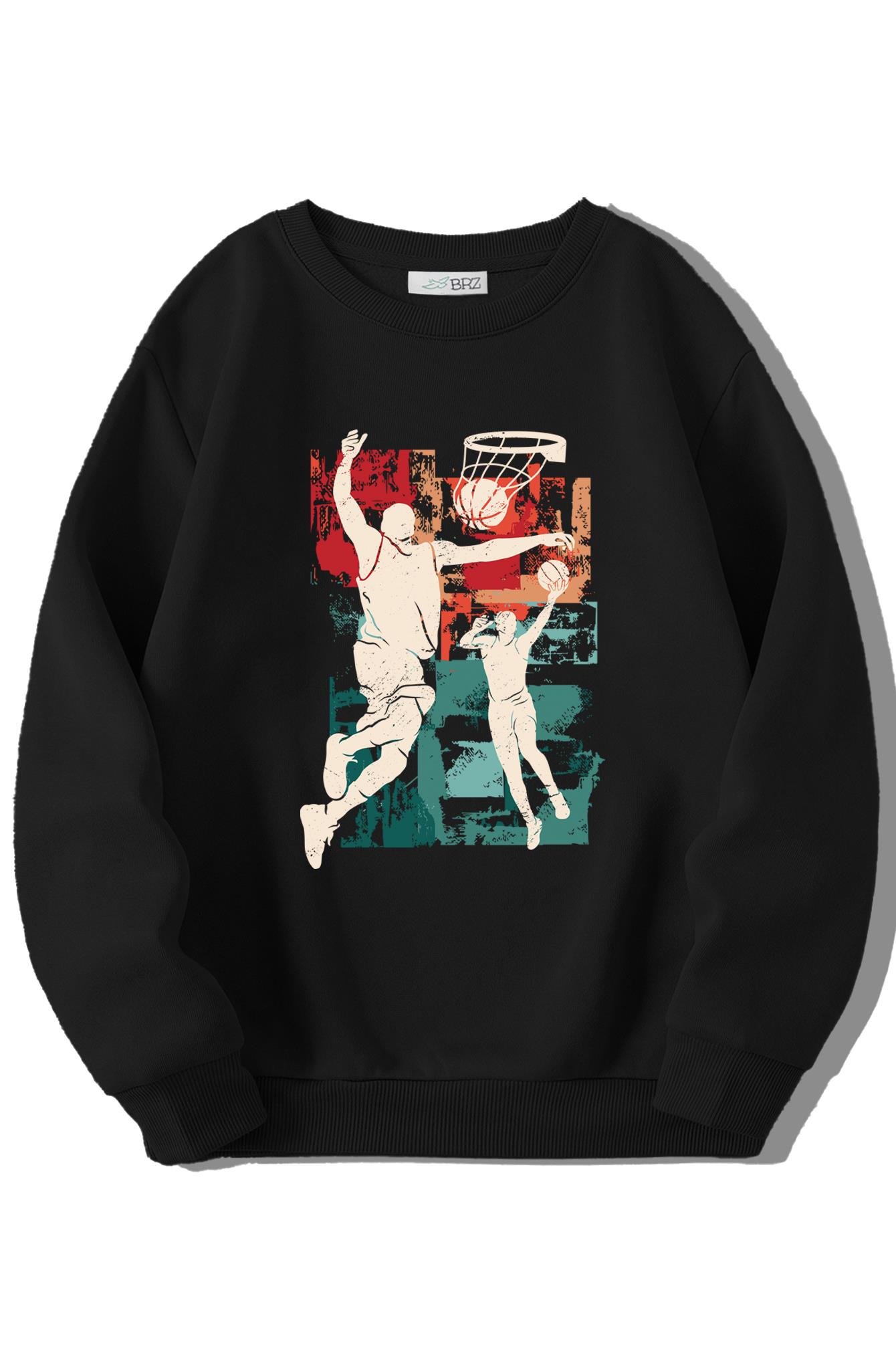 BRZ Kids Unisex Çocuk Basketball Silhouette Sweatshirt