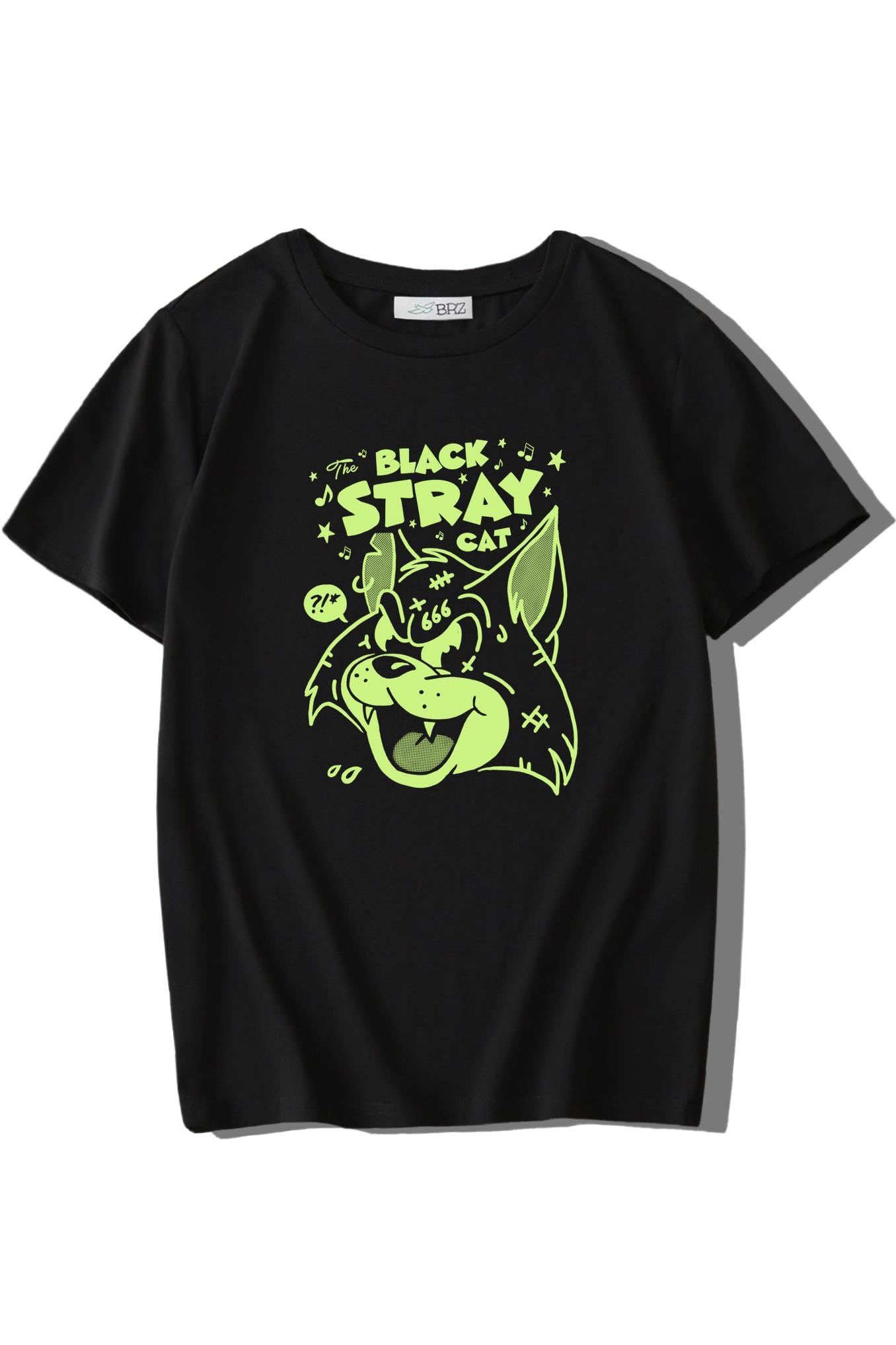 BRZ Kids Unisex Çocuk Black Stray Cat T-shirt