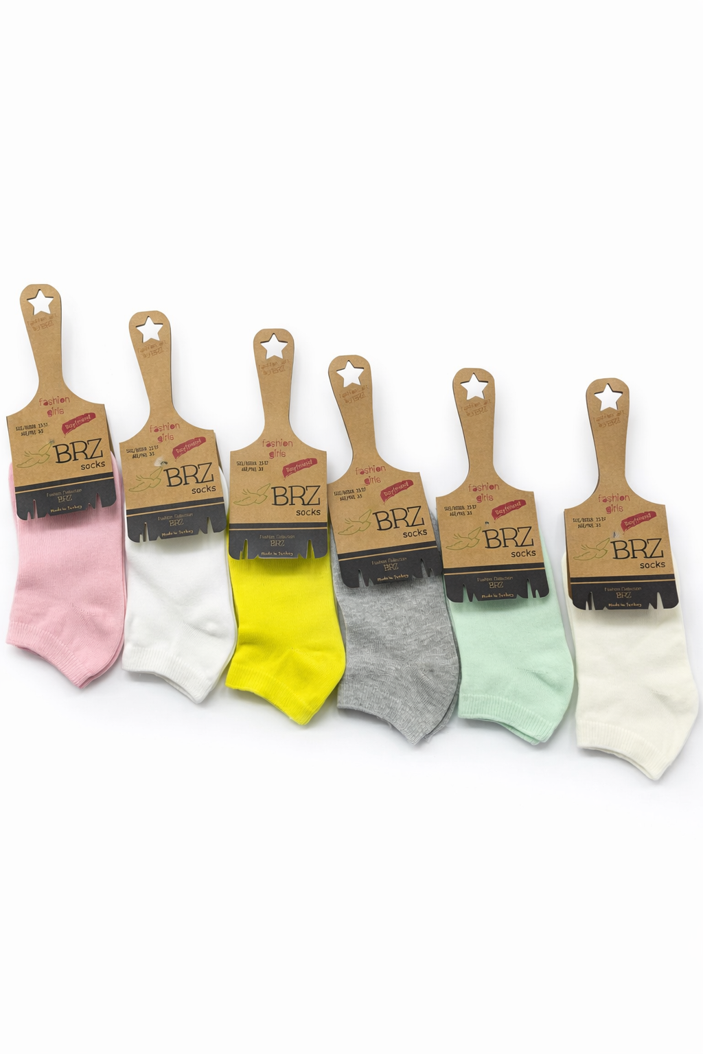 BRZ Kids Unisex Çocuk Düz Renk Kısa Çorap 6lı Set